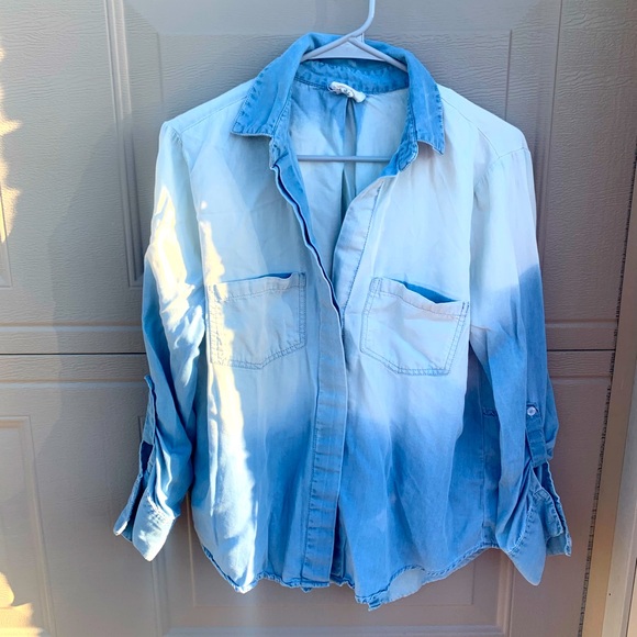 en elly button down two tone shirt women’s size M - Picture 1 of 5